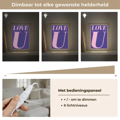 Love - Blauw - Valentijn Light Box met kabel (Tafellamp) klein -USP_dimbaarNL