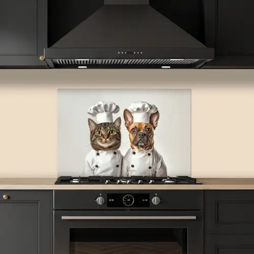 Kat - Hond - Kokskleding keuken achterwand spatscherm klein -sfeer1