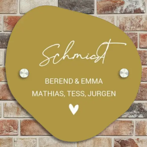 Okergeel - Sierlijk Naambord Organisch middel -sfeer10