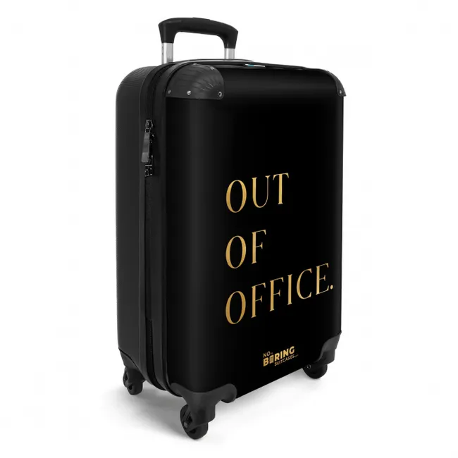 Quotes - Out of office - Goud - Vakantie - Zwart NBS - Handbagage koffer - Unisex middel -productfoto_3d