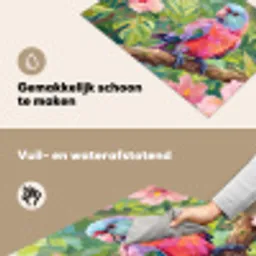 Papagaai - Hibiscusbloemen - Kleurrijk Inductie beschemer met haakjes klein -ky-schoon-nl