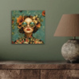 Vrouw - Bloemen - Vlinders - Natuur - Vintage aluminium wit klein -sfeer2