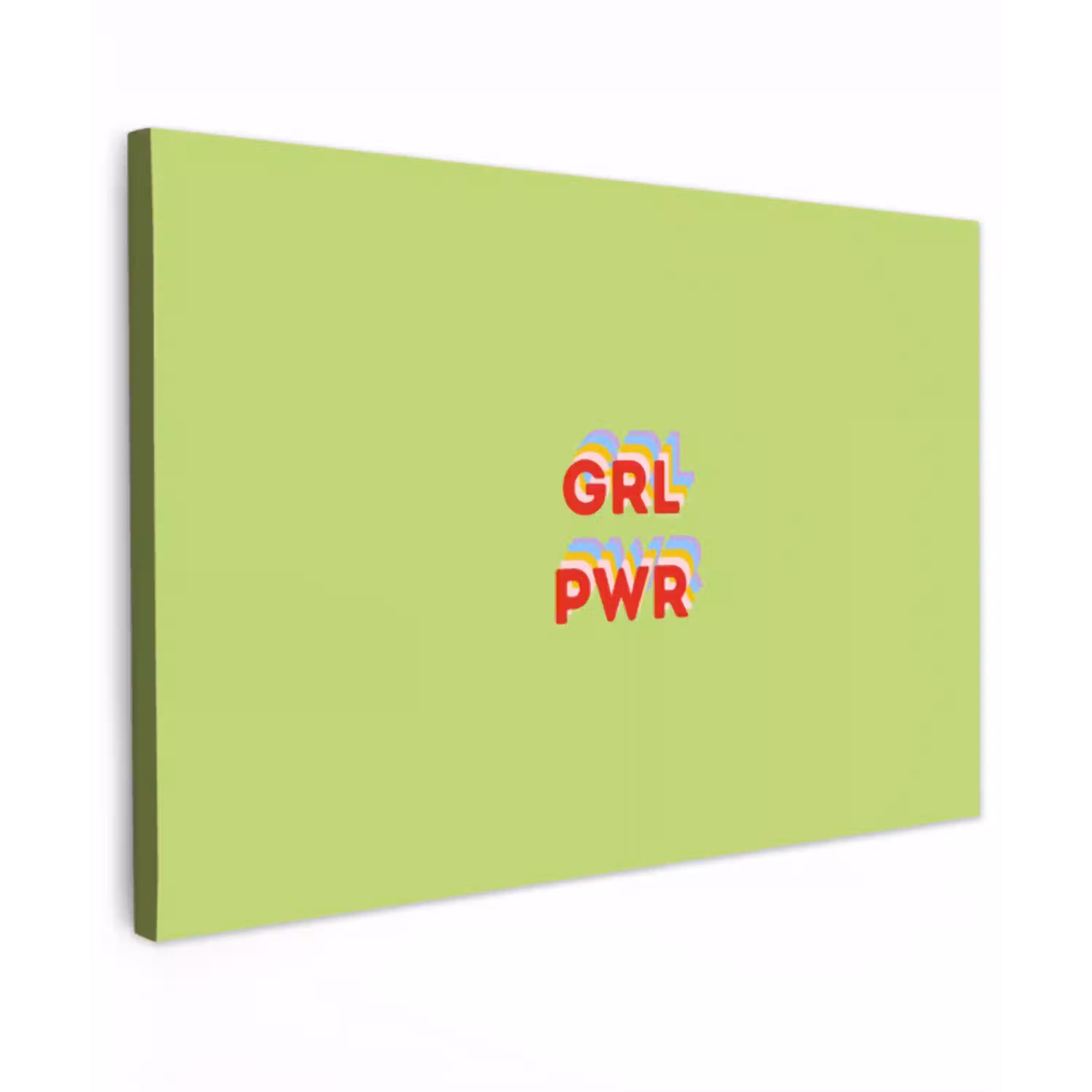 Grl pwr - Groen - Rood - 3D Tuinposter op houten frame 2 cm dik klein -3d
