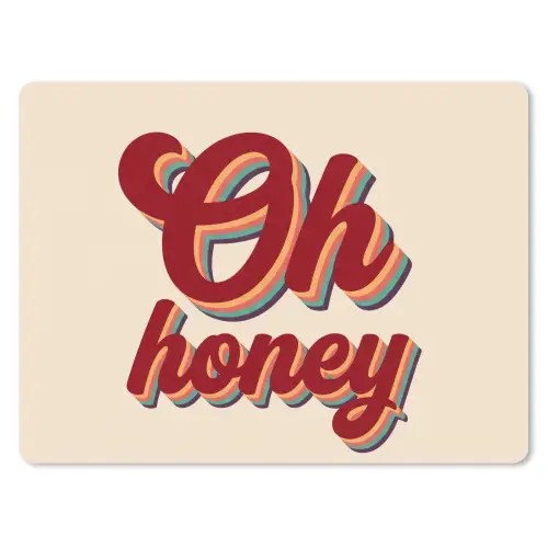 Oh honey - Rood - Schaduw muismat rubber klein -3d