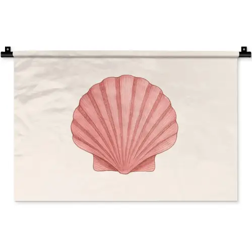 Schelp - Roze - Ribbels Wandkleed katoen klein -zz3d