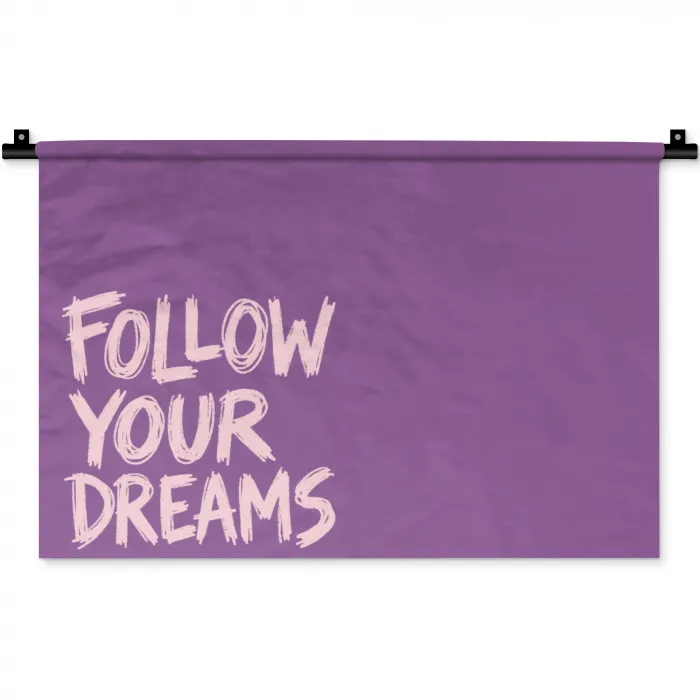 Follow your dreams - Paars - Penseeltextuur Wandkleed katoen klein -zz3d