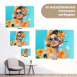 Bloemen - Vrouw - Zonnebril - Blauw tuinposter los doek klein -Xsfeer9_DE