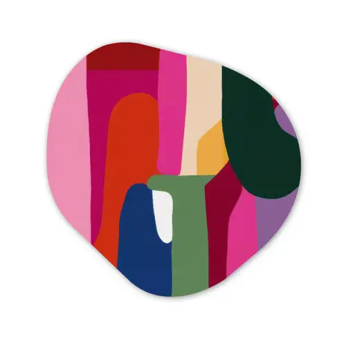 Kleurvakken - Recht - Rond - Abstract Wandcirkel Organisch Forex 3mm klein -3d