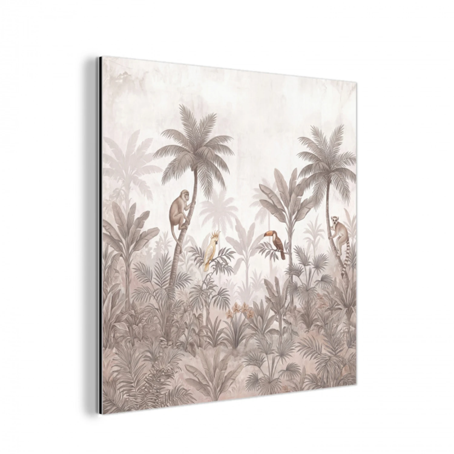 Jungle - Dieren - Palmbomen aluminium wit klein -3d