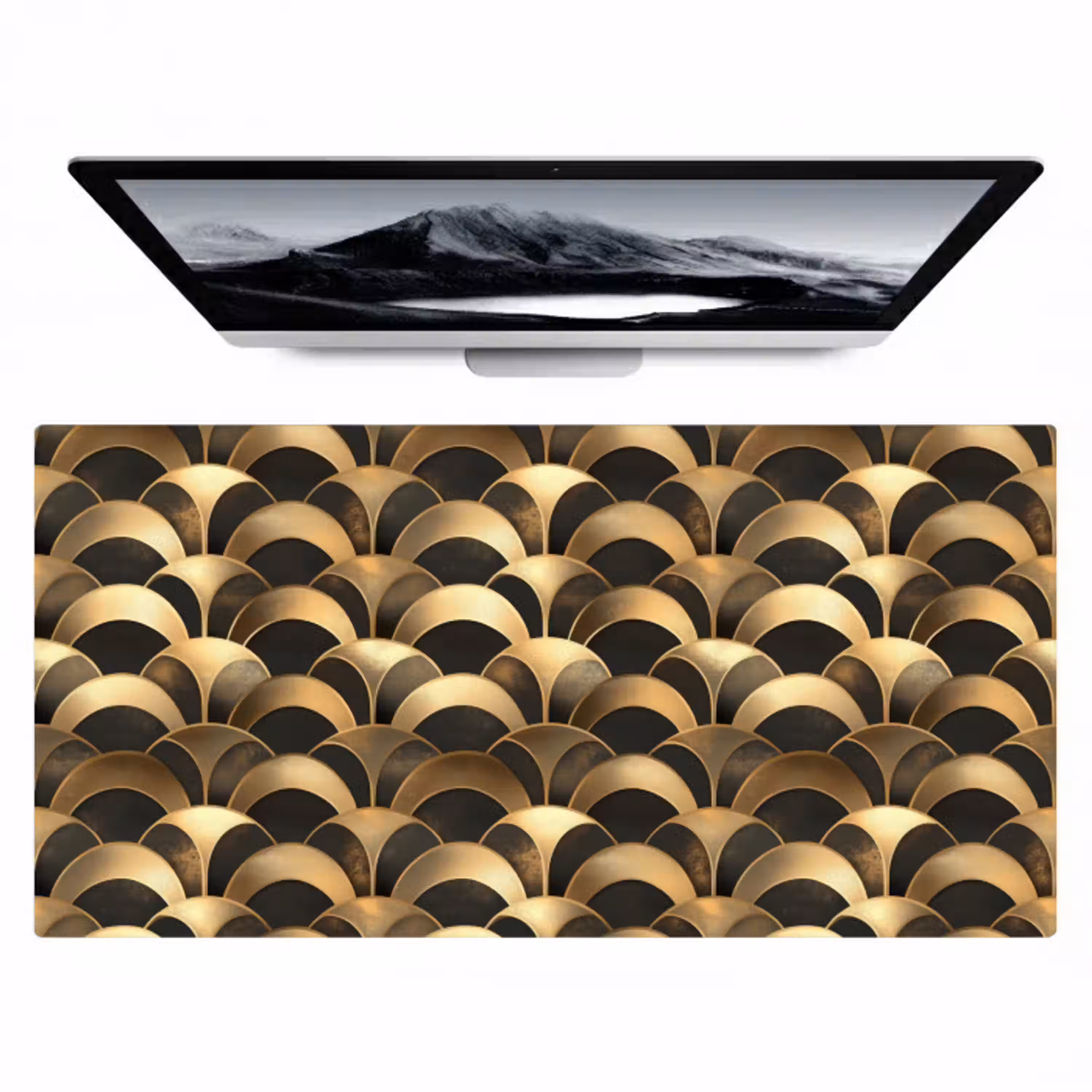 Schubben - Structuur - Goud Muismat XXL klein 681 -zzz3d