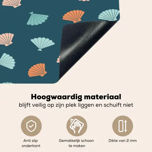 Zee - Dieren - Donkerblauw - Schelpen Inductie beschemer met haakjes klein 777 -ky-onderkant-nl