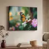 Roze bloemen - Vlinder - Zachte focus Textielframe zwart klein -sfeer3