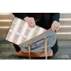Ruitpatroon - Aardetinten - Minimalistisch laptophoes neopreen klein 279 -tas