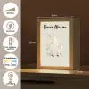 Beige - Eenhoorn - Minimalistisch - Bloemen Light Box met kabel (Kinderlampje) klein -USP_NL