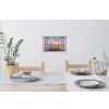 Doorkijk - Zee - Strand - Zonsondergang - Blauw Muursticker klein -eettafel