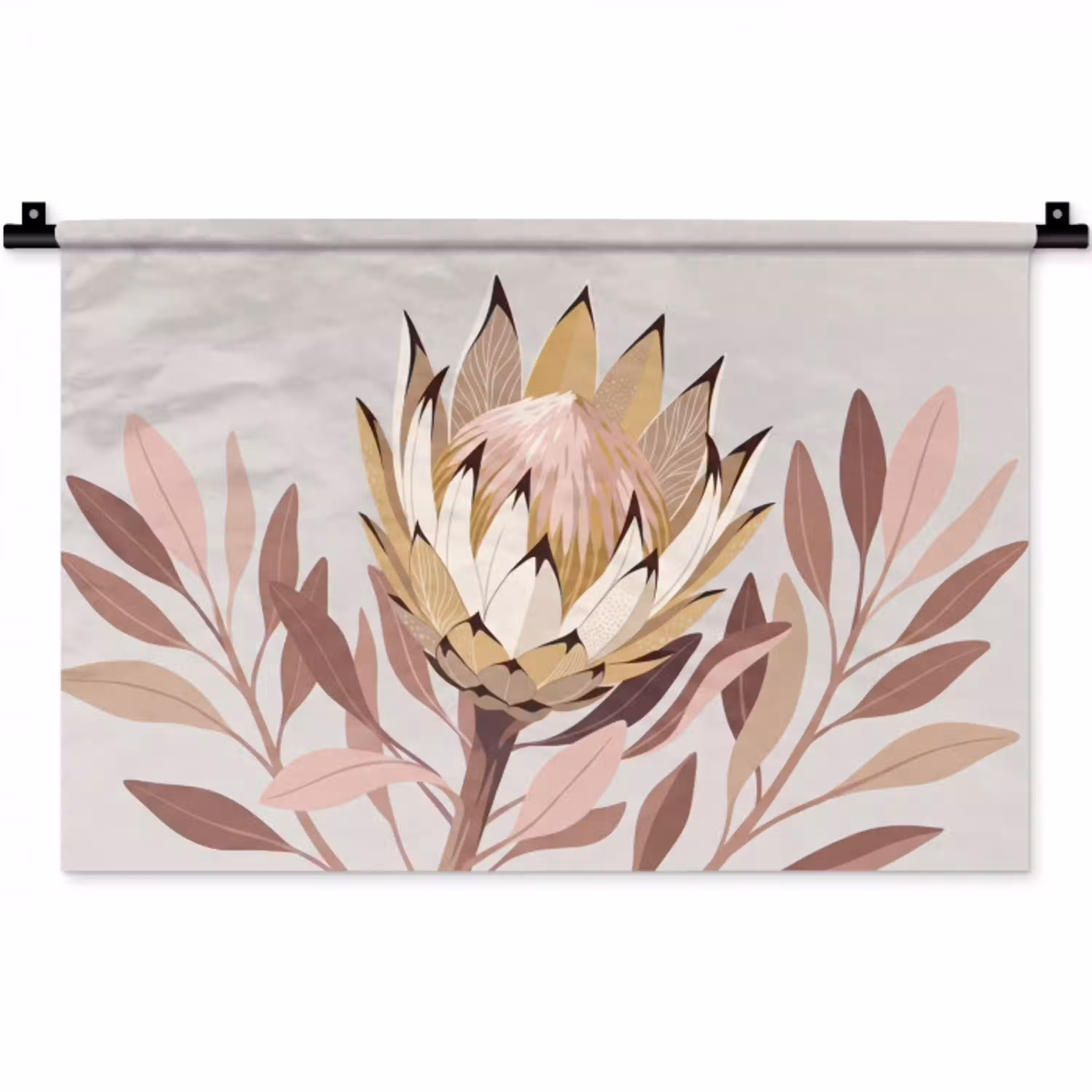 Protea - Bloem - Botanisch - Beige Wandkleed katoen klein -zz3d