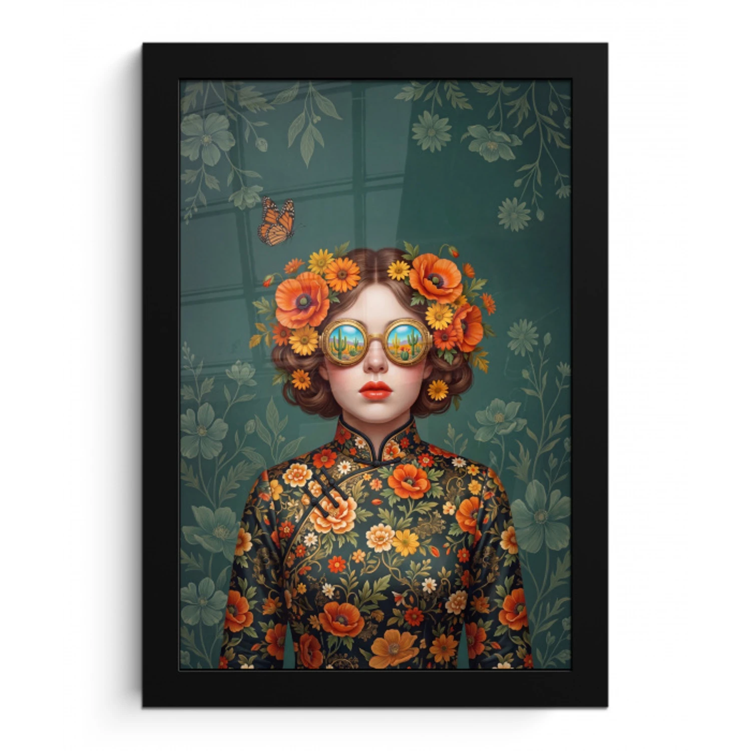 Portret - Vrouw - Kleurrijk - Expressief fotolijst zwart zonder passe partout klein -3d