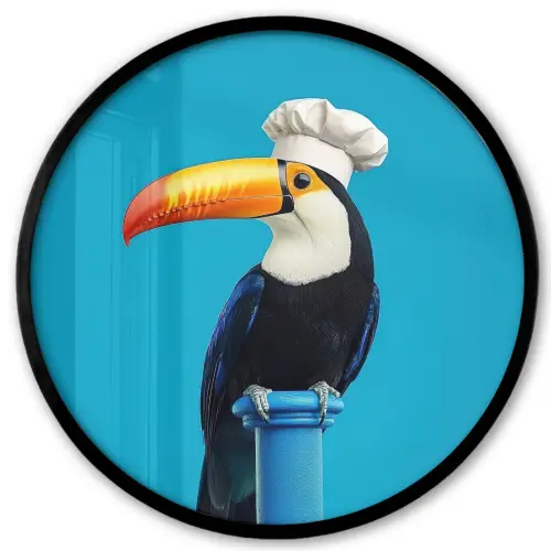 Tucan - Sokkel - Vogel - Koksmuts Fotolijst rond zonder passe partout klein -3d