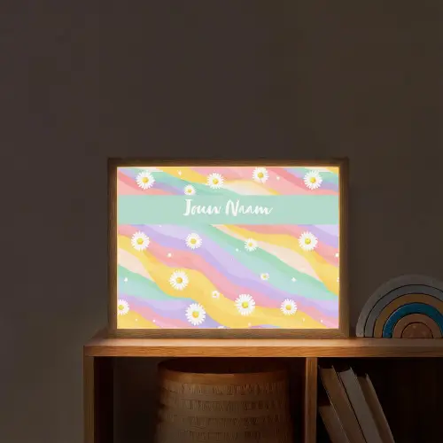 Madeliefjes - Kleurrijk - Pastel Light Box met batterij (Wandlamp kind) middel -sfeer1_kind