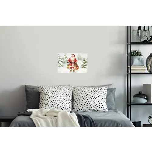 Kerstman- Winter - Sneeuw - Wit - Rood Muursticker klein -slaapkamer