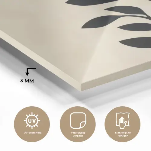 Minimalistisch - Tak - Bladeren - Zwart plexiglas 5mm klein -sfeer2