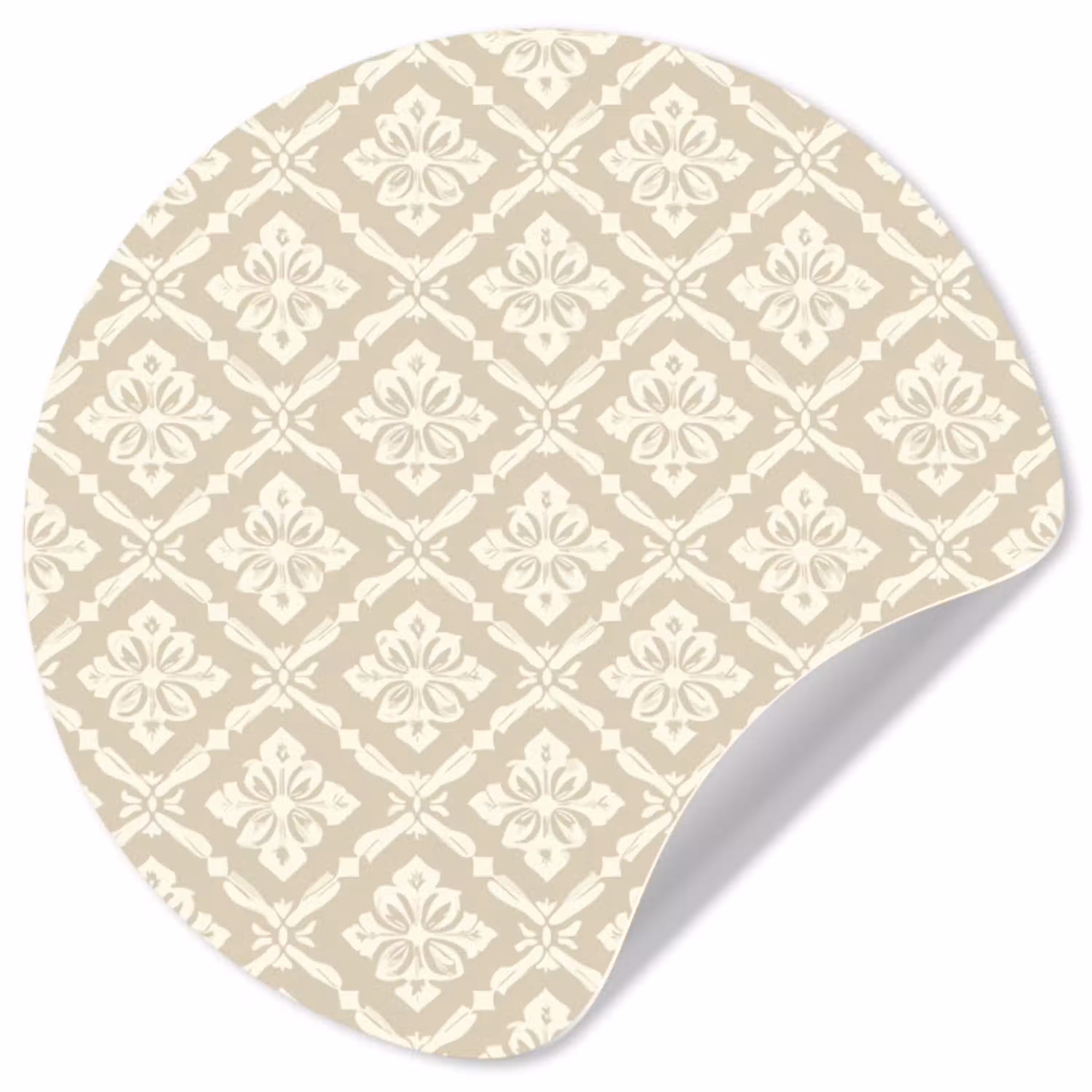 Floraal - Ornament - Beige Wandcirkel behangsticker klein 186 -3d