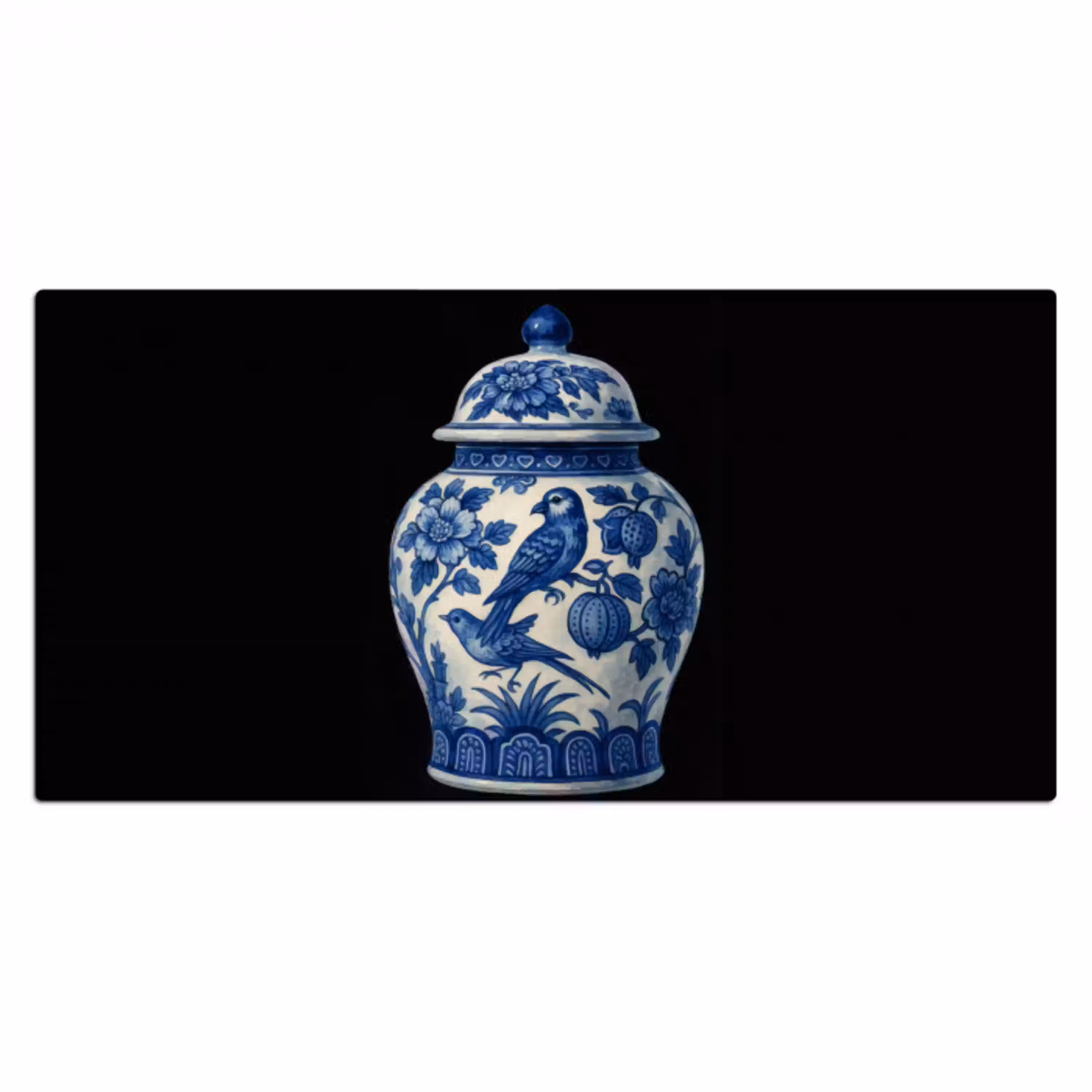 Pot - Delfts Blauw - Bloemen Muismat XXL klein -3d_leeg