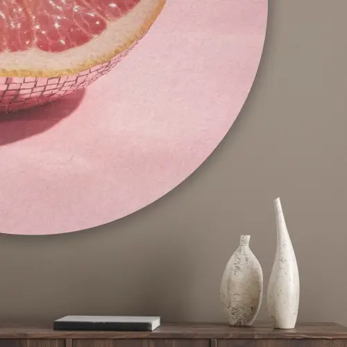 Grapefruit - Roze - Disco - Shiny Akoestische PET Vilt - Rond klein -sfeer5_closeup