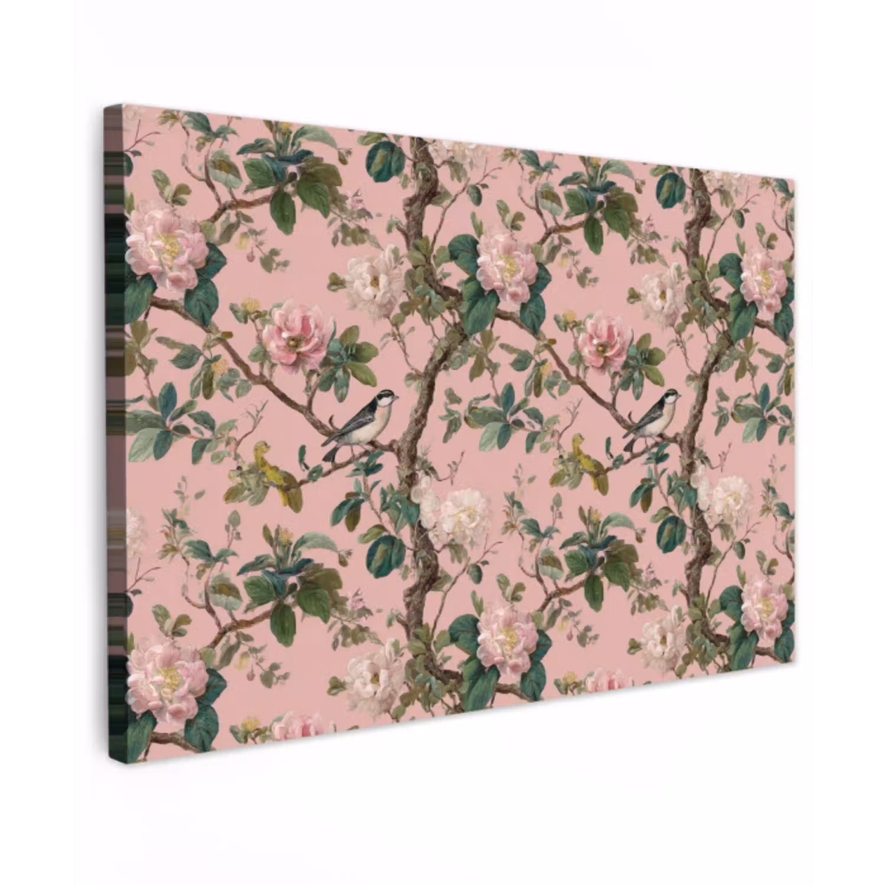 Pioenrozen - Botanisch - Vogel canvas 2cm klein 34 -z3d