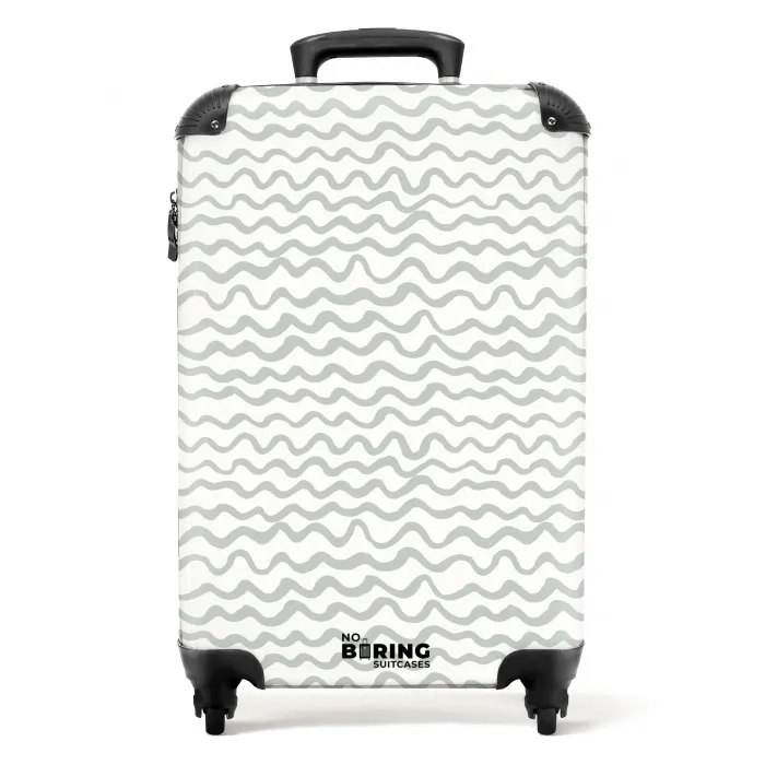 Grijze golflijnen op wit NBS - Handbagage koffer - Volwassenen Unisex middel -productfoto_recht