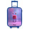 Roze harig monster met grote ogen Kinderkoffer - Blauw klein -zz3dotto
