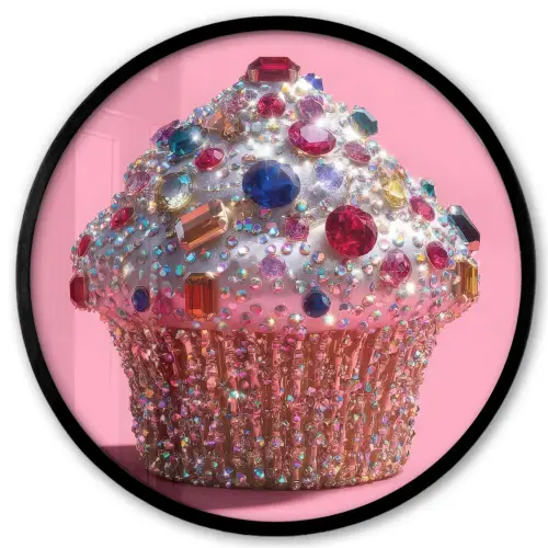 Cupcake - Kleurrijk - Edelstenen Fotolijst rond zonder passe partout klein -3d