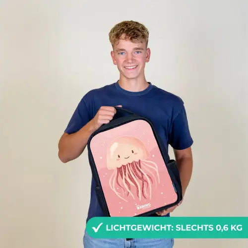 Roze kwal met gezicht Rugzak - Zwart middel -sfeer7_NL