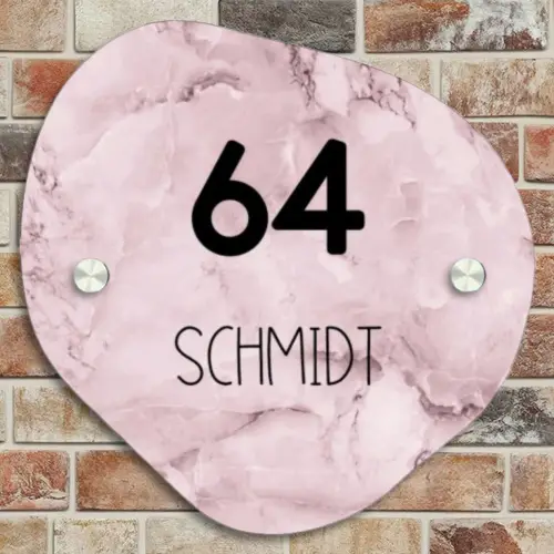 Roze marmer - Modern Naambord Organisch middel -sfeer10
