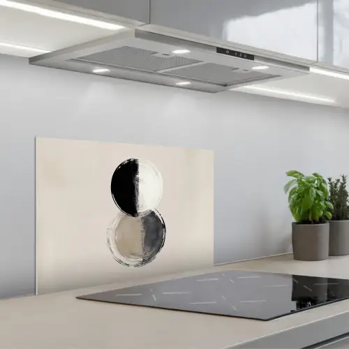 Cirkels - Strepen - Minimalistisch - Zwart keuken achterwand spatscherm klein -3d_schuin