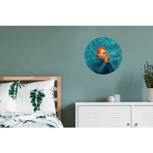 Portret - Klassiek - Blauw Wandcirkel aluminium klein -slaapkamer