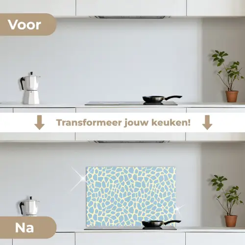 Giraf - Modern - Blauw keuken achterwand spatscherm klein 900 -voor_na_NL