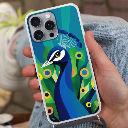 Pauw - Cirkels - Blauw Hoesje iPhone 16 Pro Max met koord klein -sfeer3
