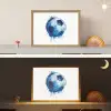 Voetbal - Blauw - Inkt - Spatten Light Box met batterij (Wandlamp kind) middel -sfeer3_kind