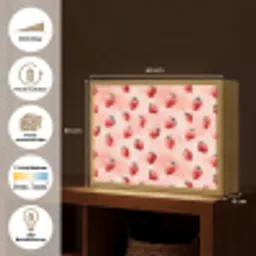 Aardbei - Patroon - Roze Light Box met batterij (Wandlamp) middel 907 -USP_websiteoverzichtDE