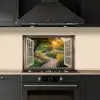Doorkijk - Bloemen - Natuur - Zon - Pad keuken achterwand spatscherm klein -sfeer1