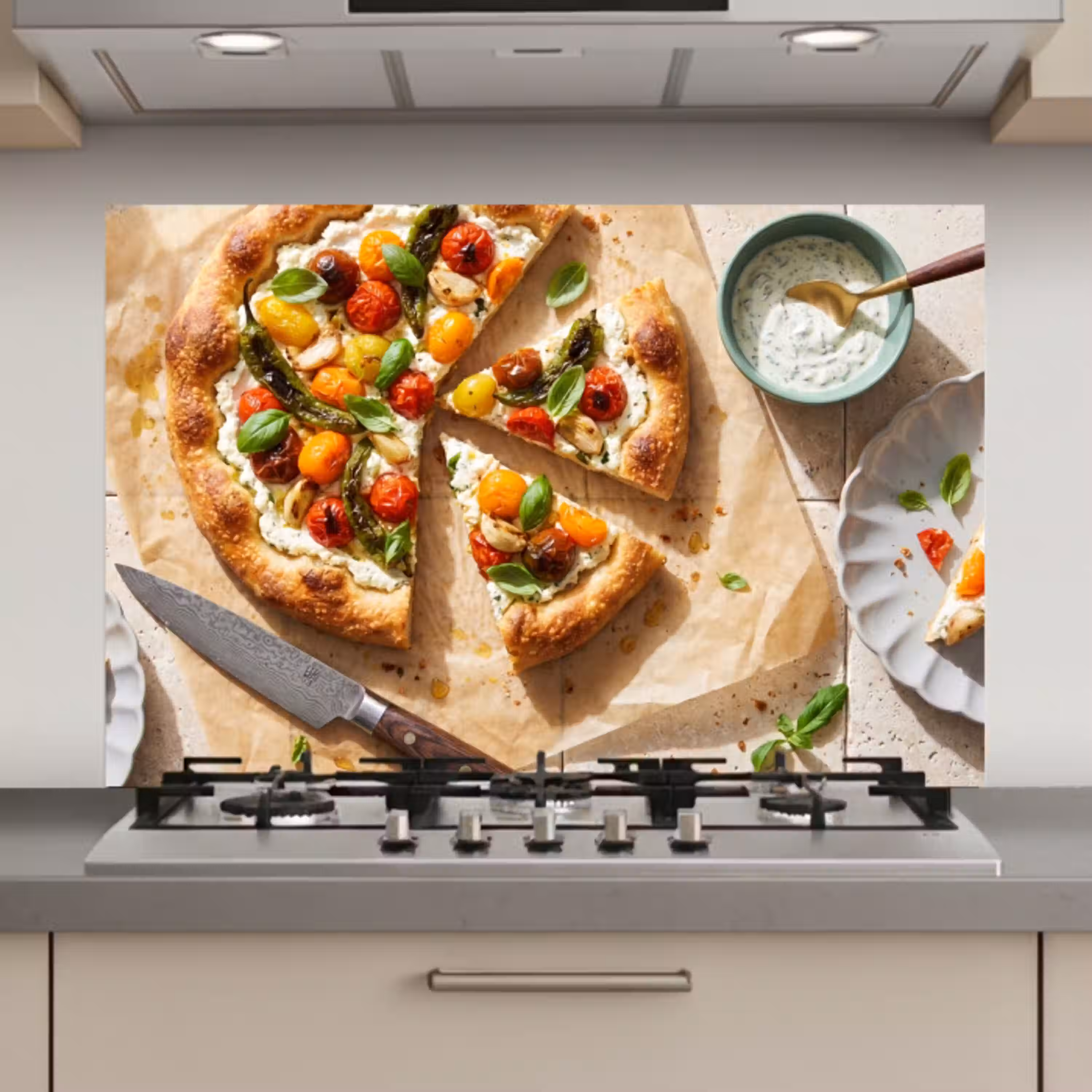 Eten - Tomaten - Basilicum - Maaltijd - Vers keuken achterwand spatscherm klein -3d_website