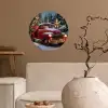 Kersttruck - Sneeuwbos - Rood Wandcirkel behangsticker klein -sfeer1