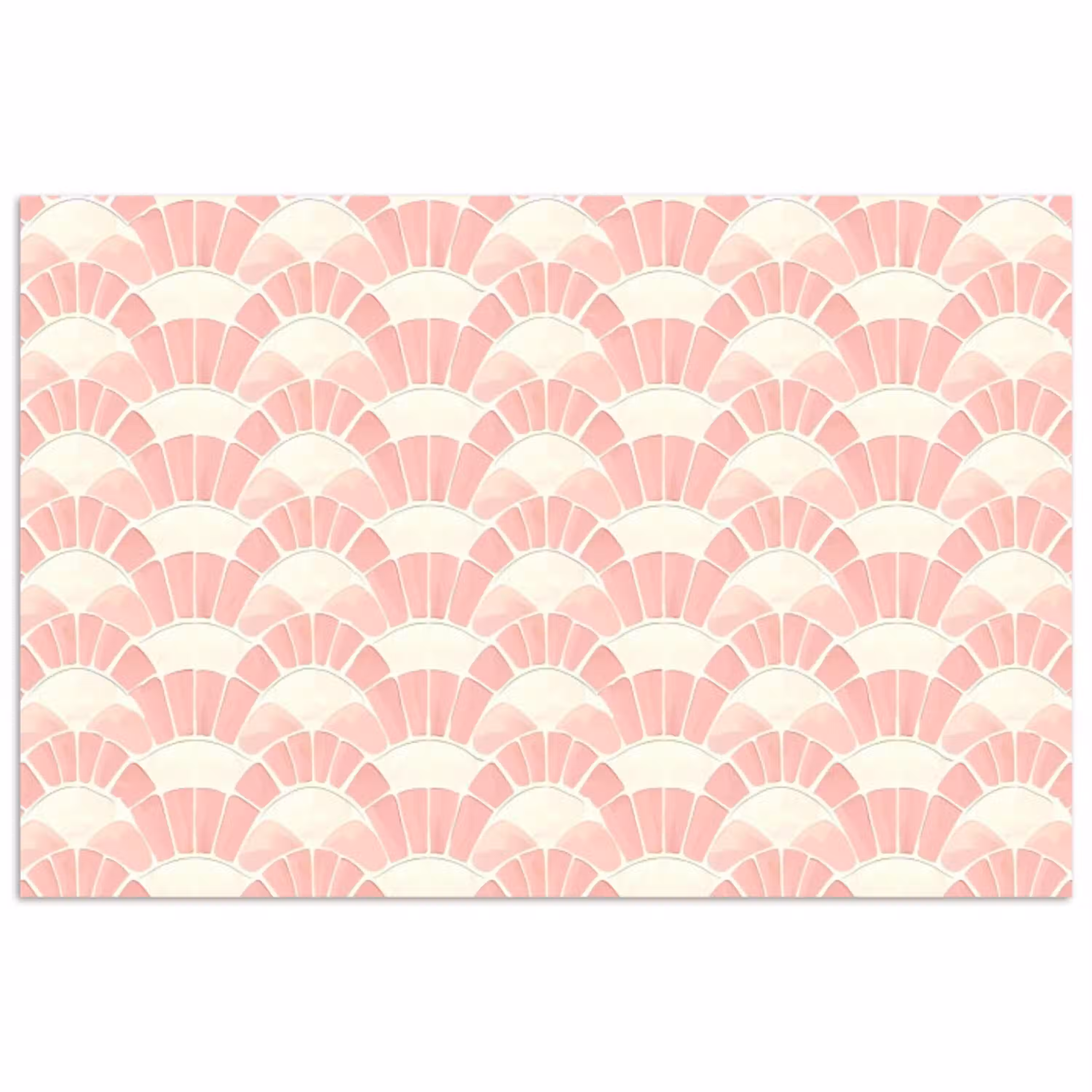Roze - Waaiers - Mozaïek - Patroon poster papier klein 62 -3d