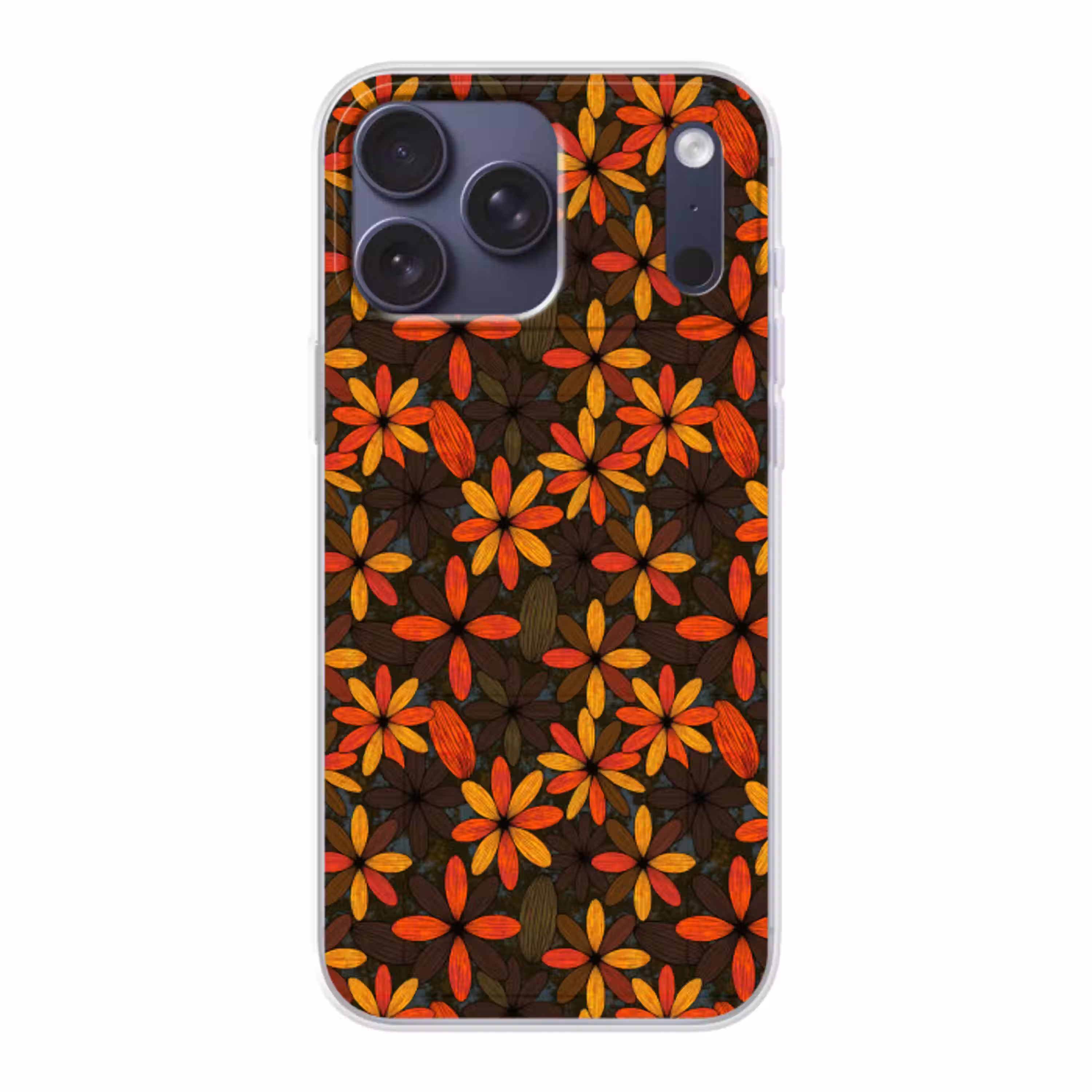 Oranje - Retro - Bloemen - Herfst Telefoonhoesje iPhone 17 Pro Max klein 879 -3d