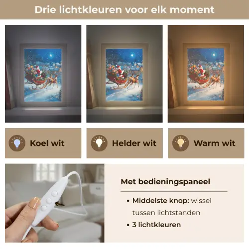 Kerstman - Rendier - Kerst - Sneeuw Light Box met kabel (Tafellamp) klein -USP_lichtkleurNL