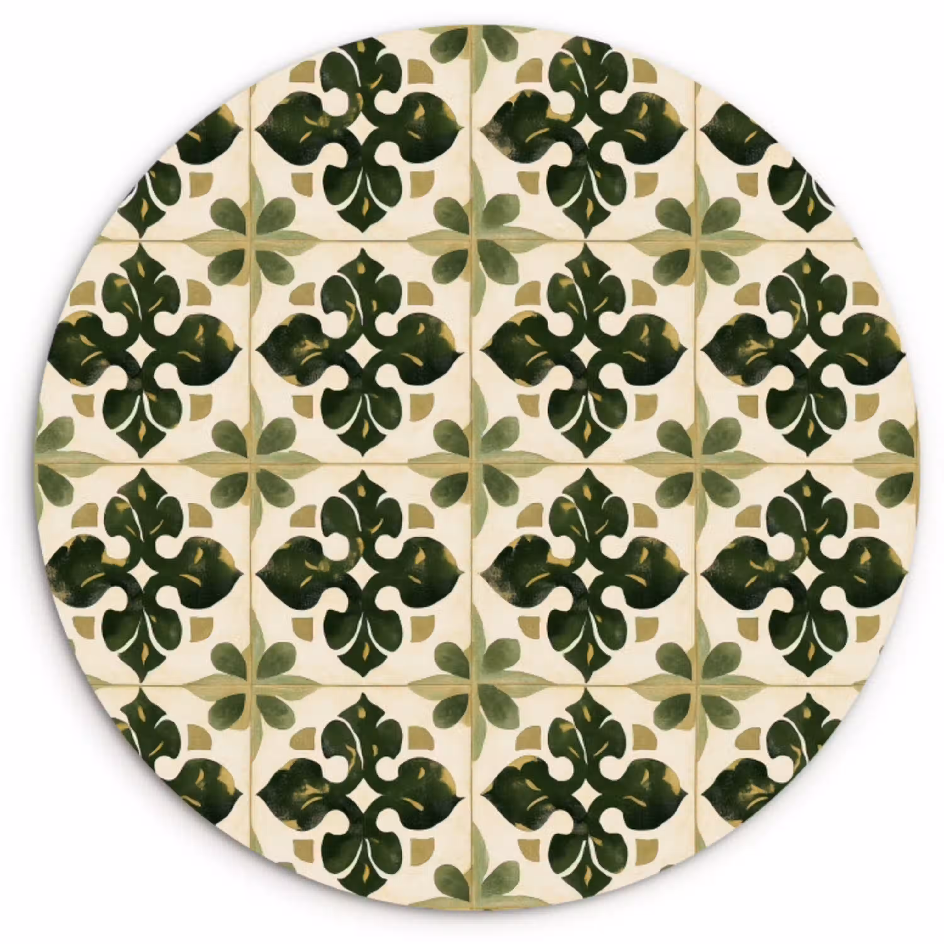 Patroon - Tegel - Groen Wandcirkel kunststof plaat 5mm dik klein 188 -3d