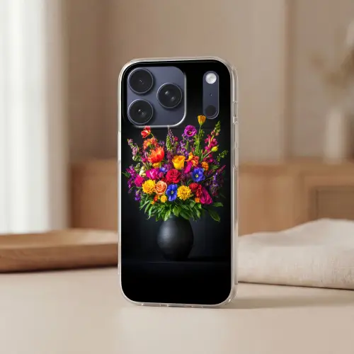 Felgekleurd - Bloemen - Vaas Telefoonhoesje iPhone 17 Pro klein -sfeer2
