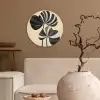 Zwart - Bladeren - Strepen - Minimalistisch Wandcirkel kunststof plaat 5mm dik klein -sfeer1