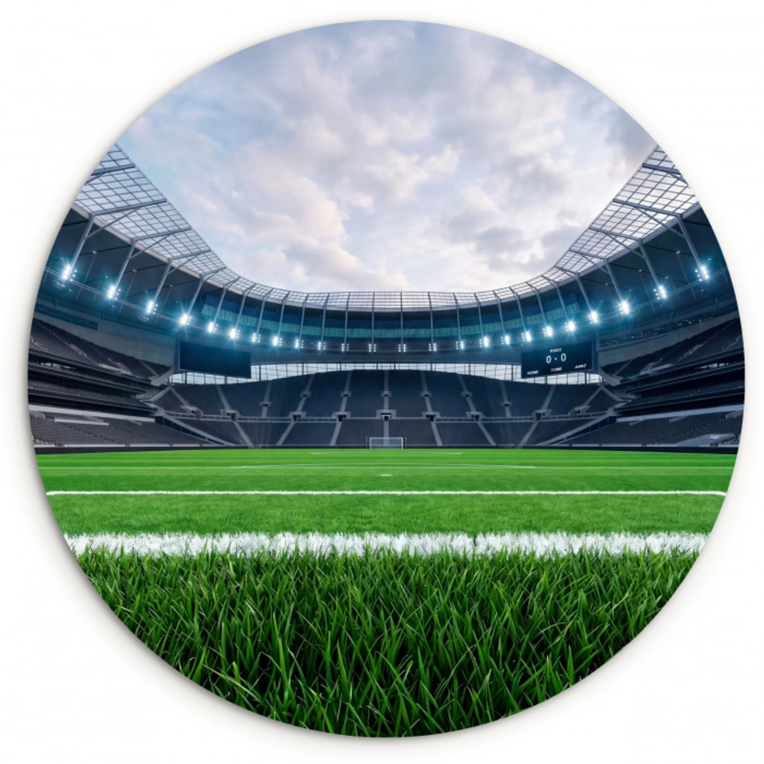 Voetbal - Stadion - Sport - Groen Wandcirkel kunststof plaat 5mm dik klein -3d